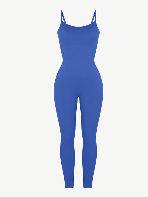 Well-in Vogue High Stretchy Seamless Sling Tummy Control Jumpsuit Removable cup pads